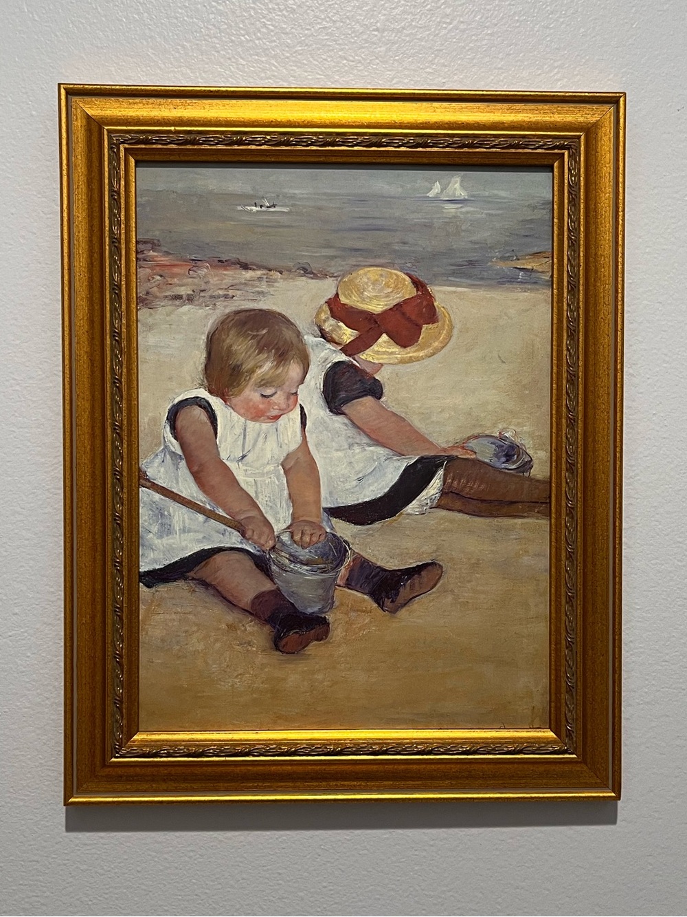 Gold Framed Beach Mary Cassatt Children Oil Painting Print